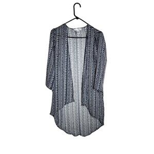 Say What? Womens Tribal Print Open-Front Cardigan XS \ Black & White